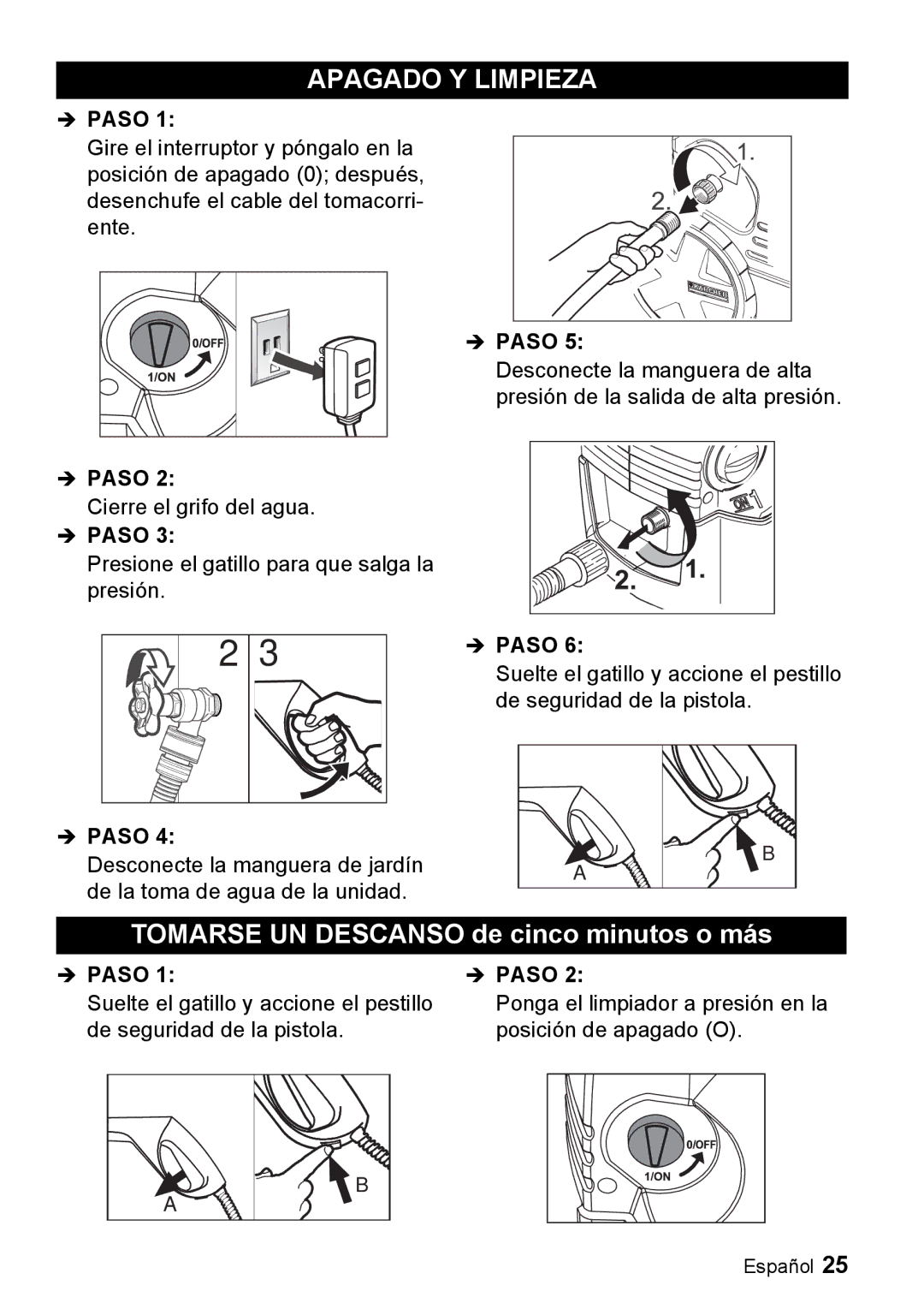 Karcher K 3.92 M manual Apagado Y Limpieza, Tomarse UN Descanso de cinco minutos o más 