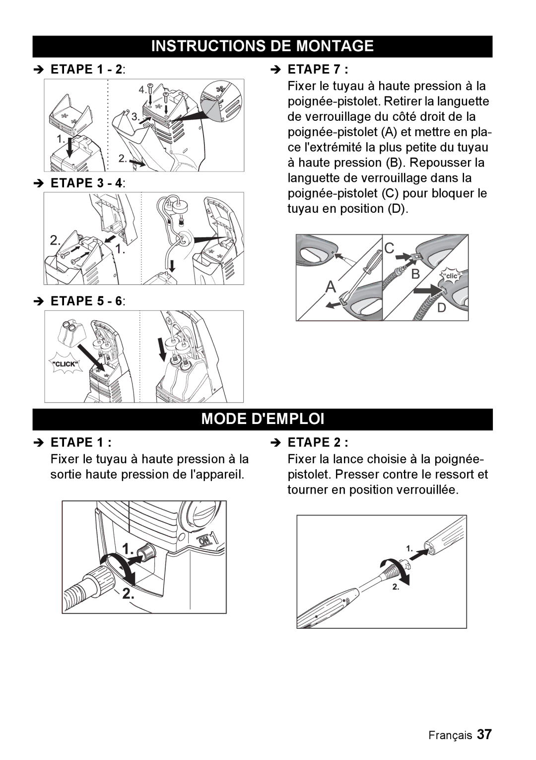 Karcher K 3.92 M manual Instructions DE Montage, Mode Demploi 