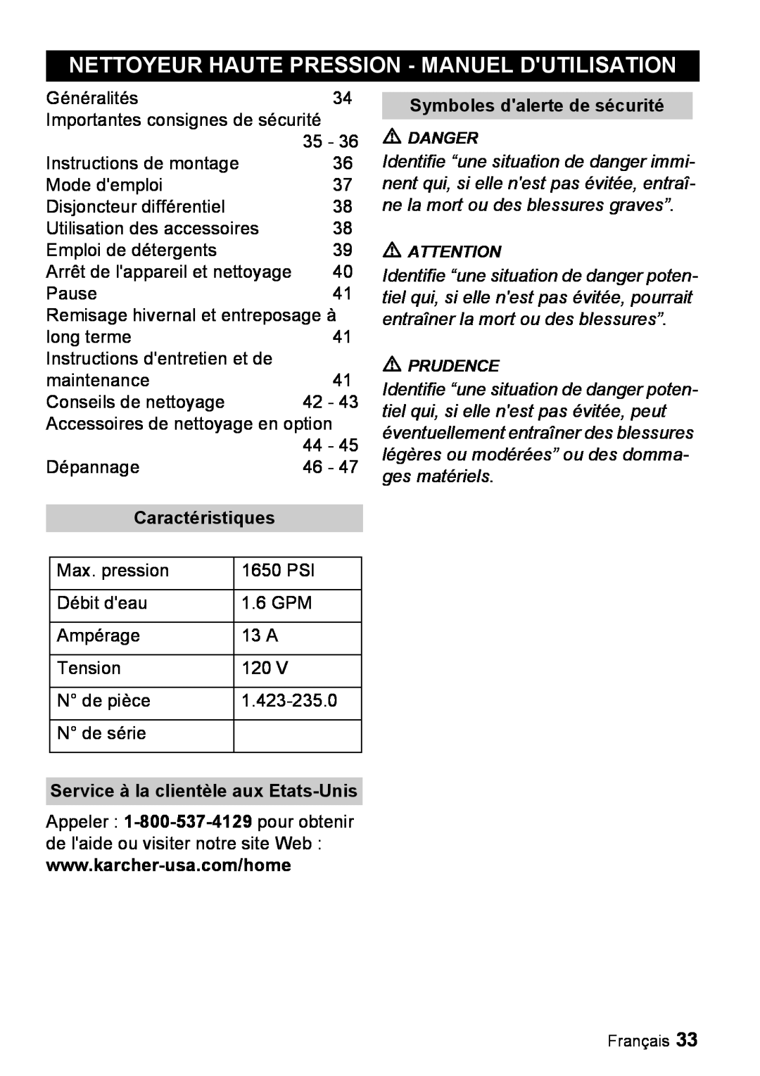 Karcher K 3.99M manual Nettoyeur Haute Pression - Manuel Dutilisation, Symboles dalerte de sécurité, ges matériels 