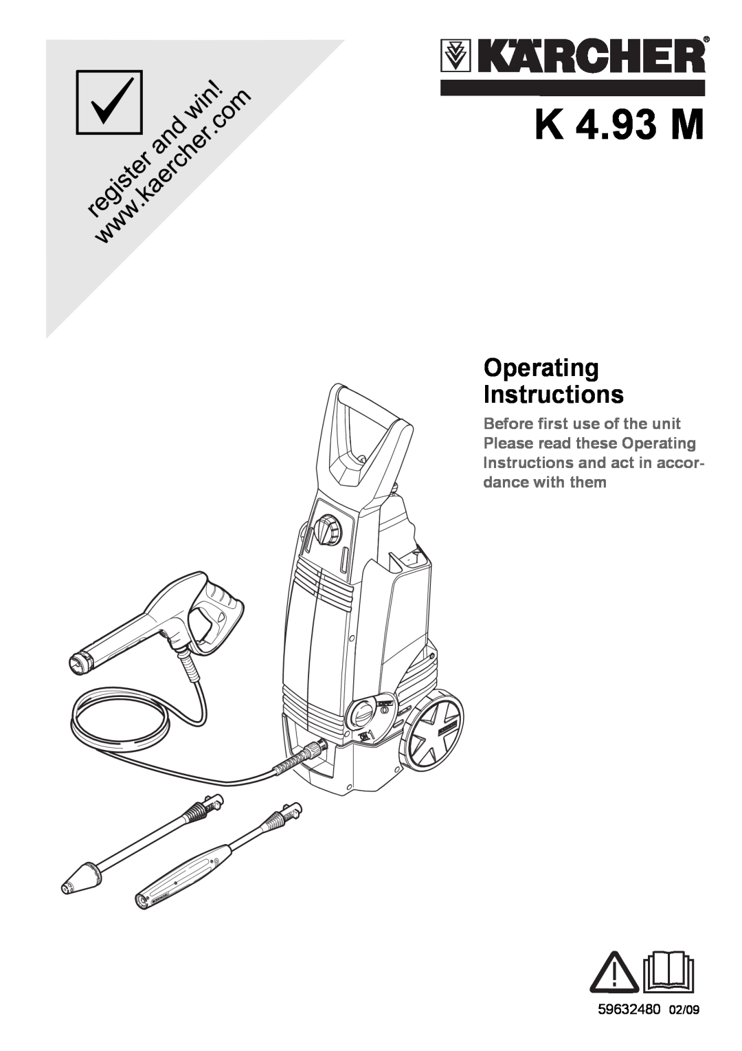 Karcher K 4.93 M operating instructions Operating Instructions 