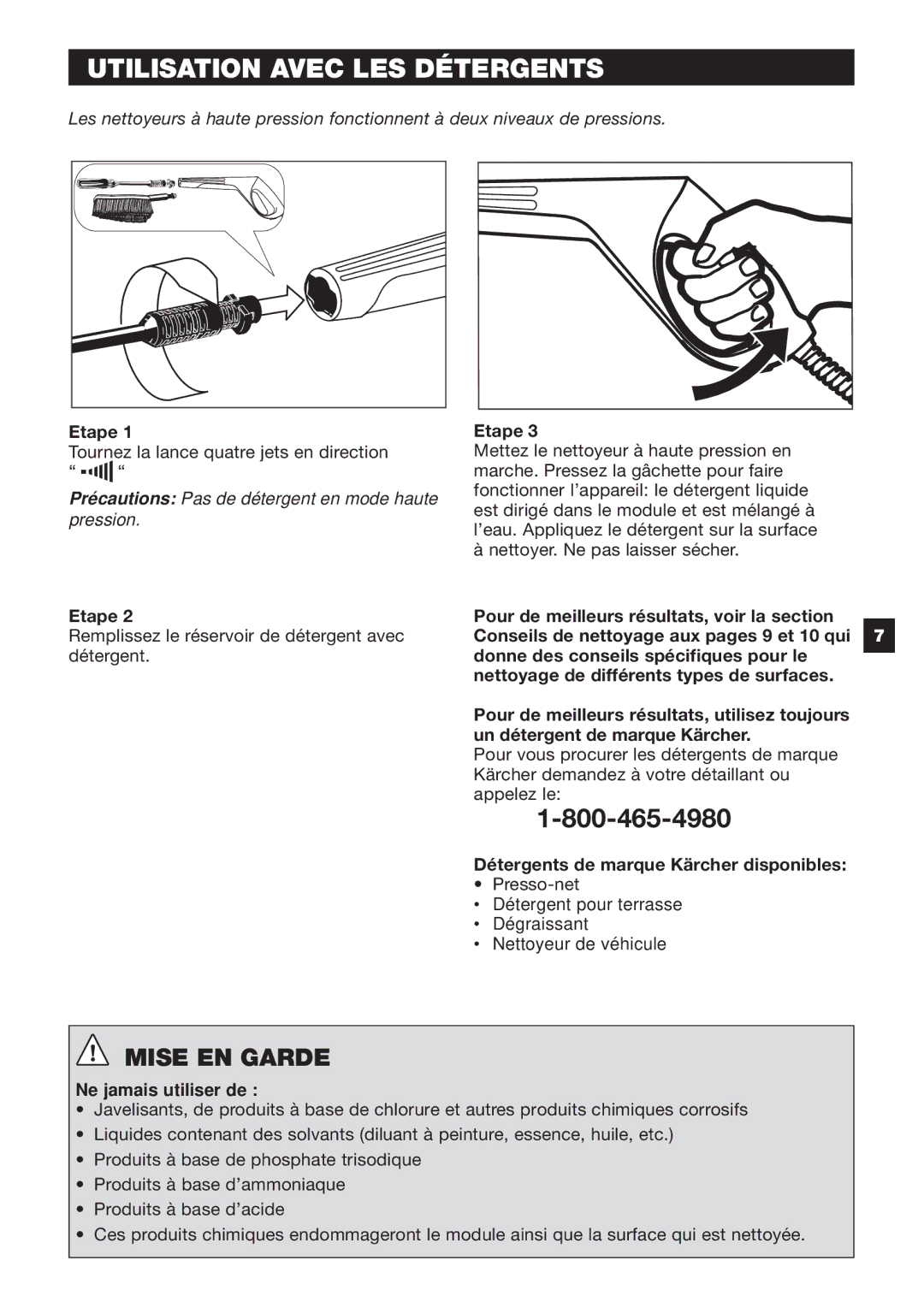 Karcher K 5.50 M Utilisation Avec LES Détergents, Détergents de marque Kärcher disponibles, Ne jamais utiliser de 
