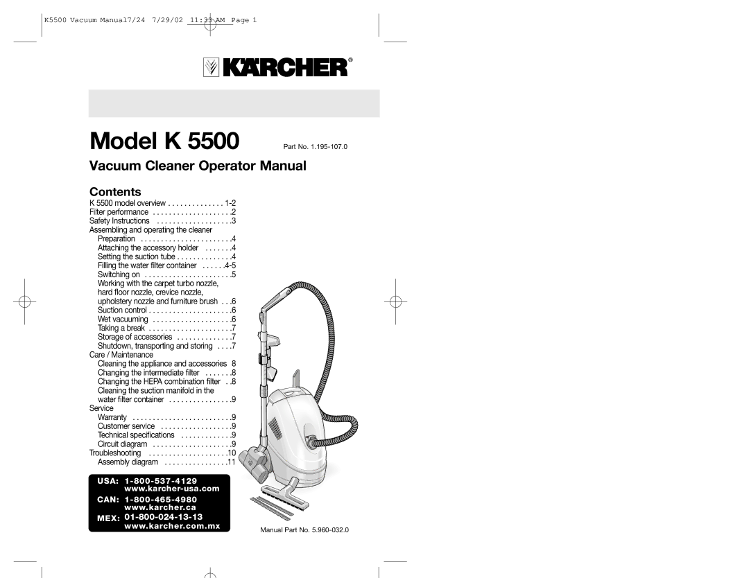 Karcher K 5500 warranty Model K 