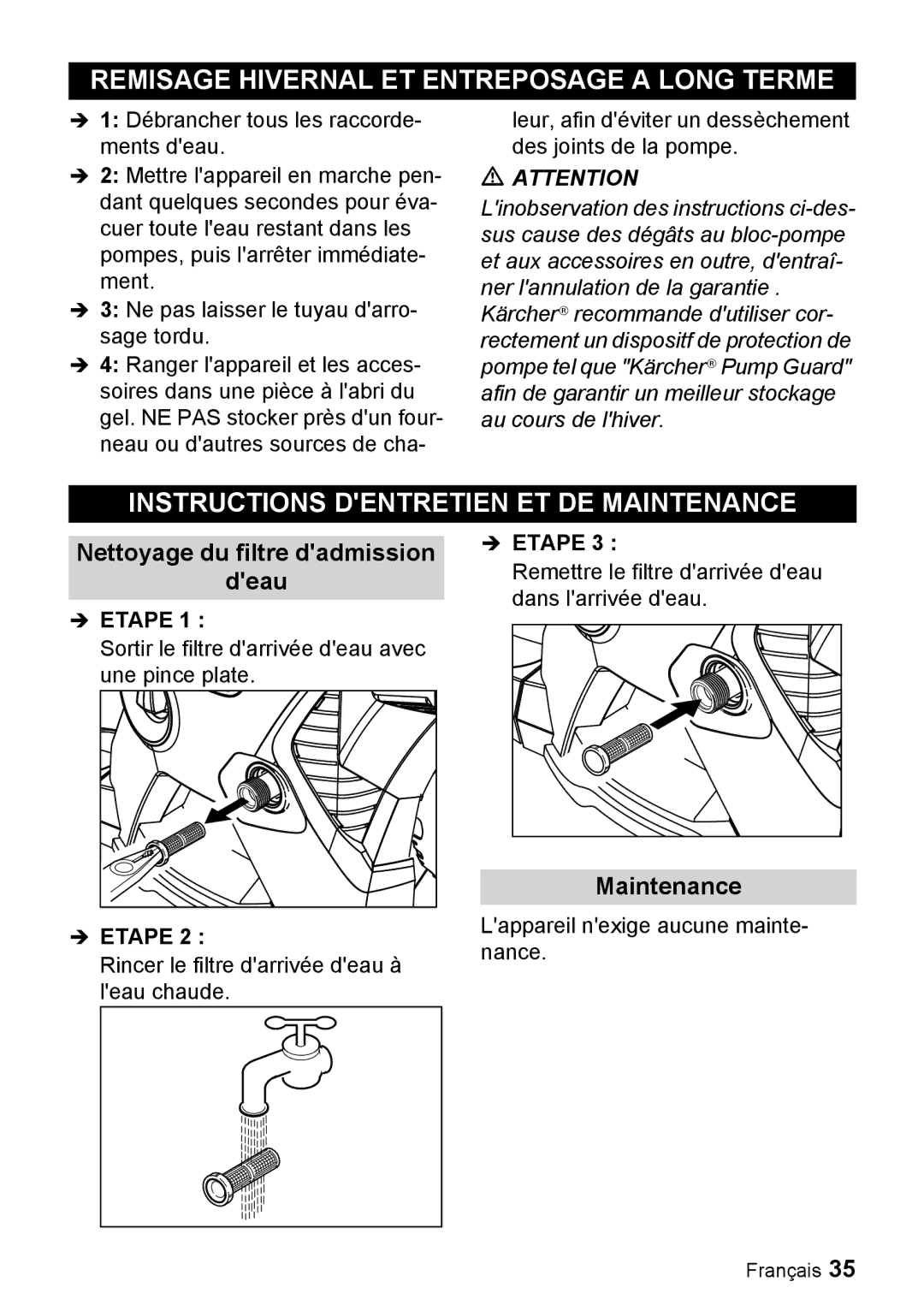 Karcher K 5.540 Remisage Hivernal ET Entreposage a Long Terme, Instructions Dentretien ET DE Maintenance 