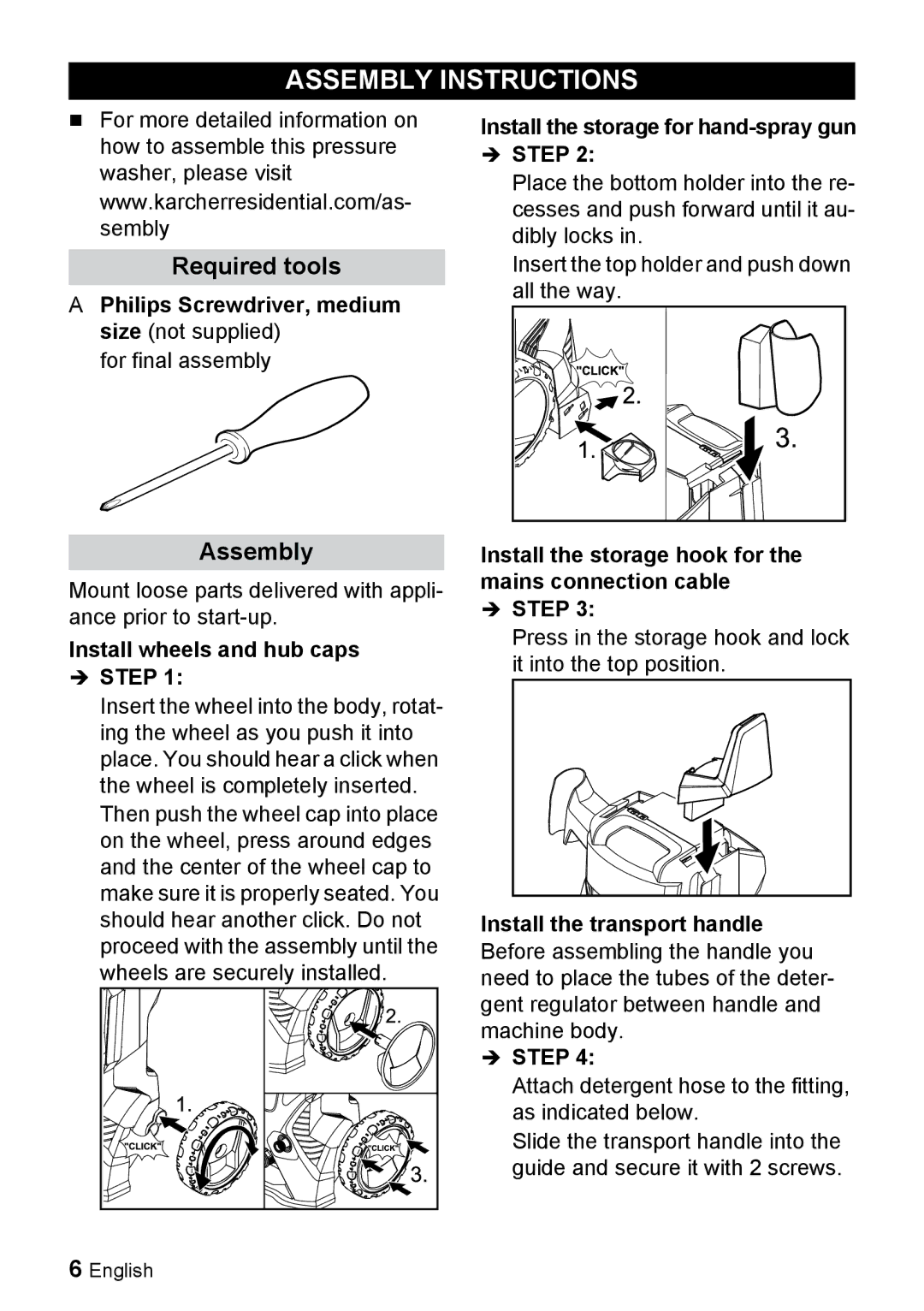 Karcher K 5.540 manuel dutilisation Assembly Instructions, Required tools 