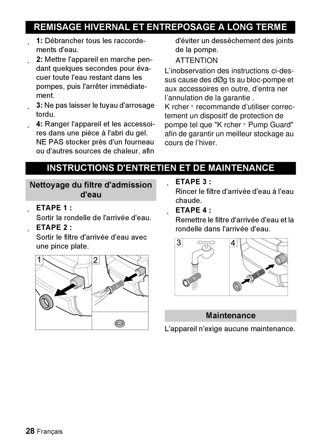 Karcher K 5.68 M Remisage Hivernal ET Entreposage a Long Terme, Instructions Dentretien ET DE Maintenance 