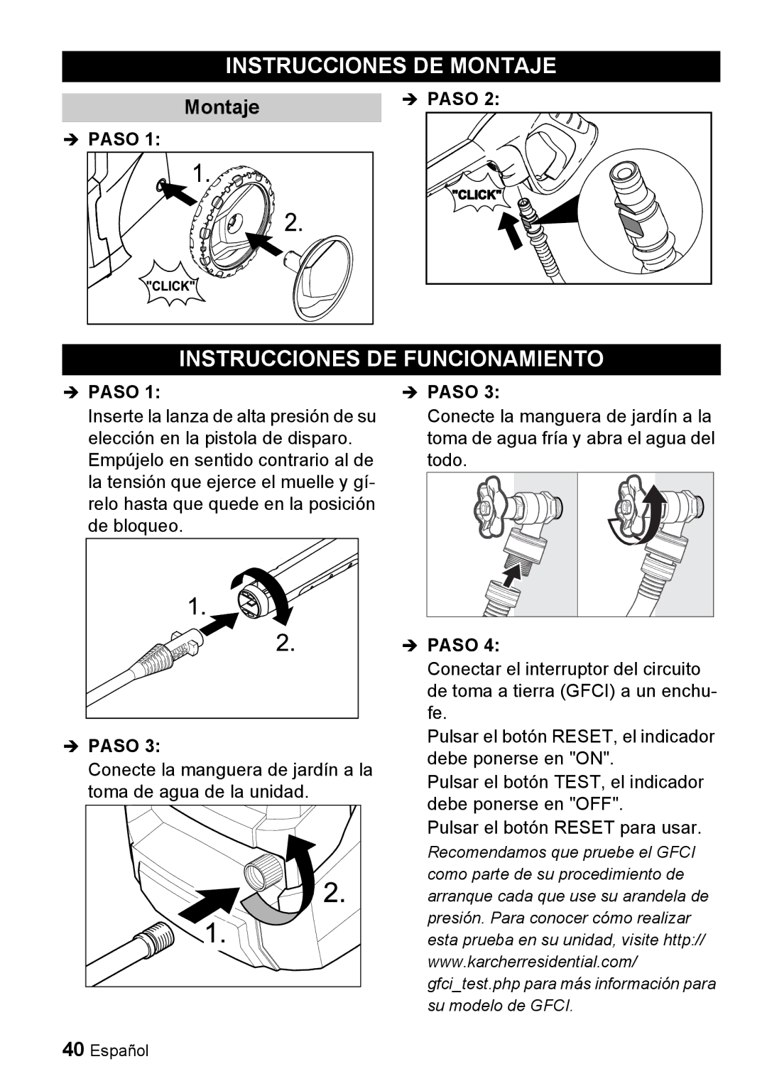 Karcher K 5.68 M manuel dutilisation Instrucciones DE Montaje, Instrucciones DE Funcionamiento 