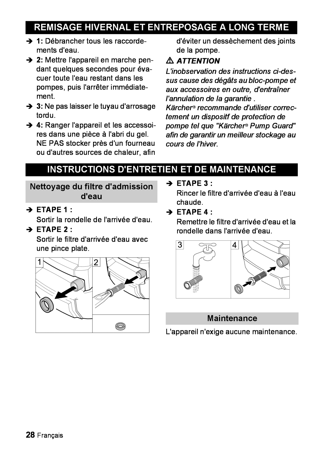Karcher K 5.68 M Remisage Hivernal Et Entreposage A Long Terme, Instructions Dentretien Et De Maintenance,  Etape 