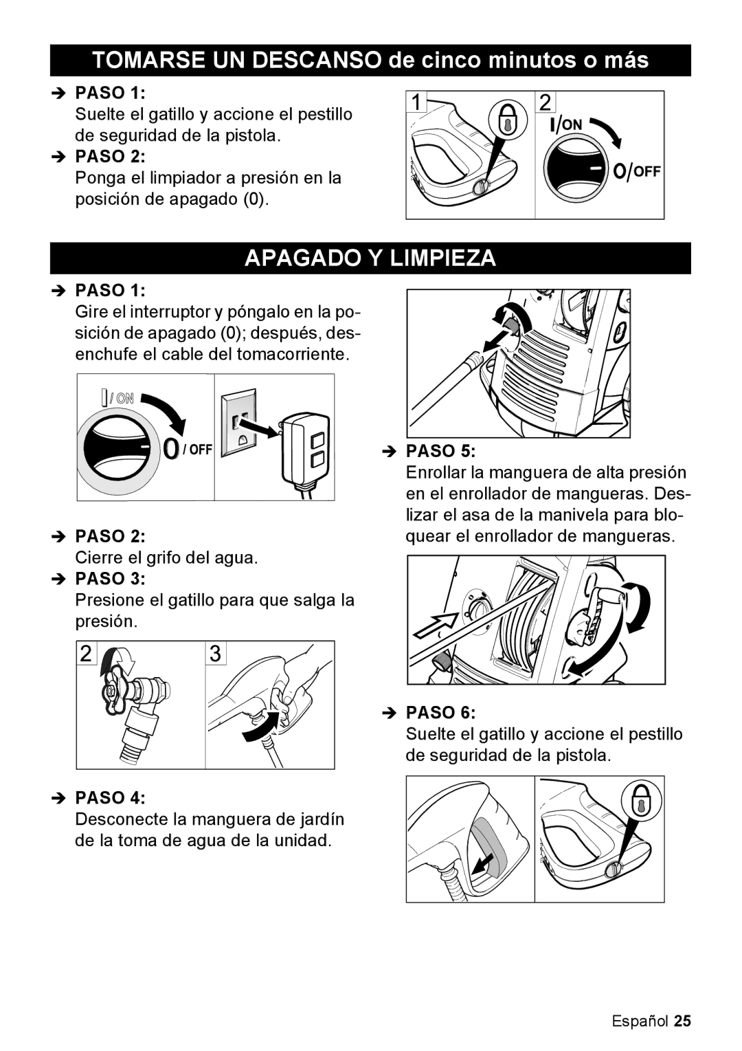 Karcher K 5.85 M manual Tomarse UN Descanso de cinco minutos o más, Apagado Y Limpieza 