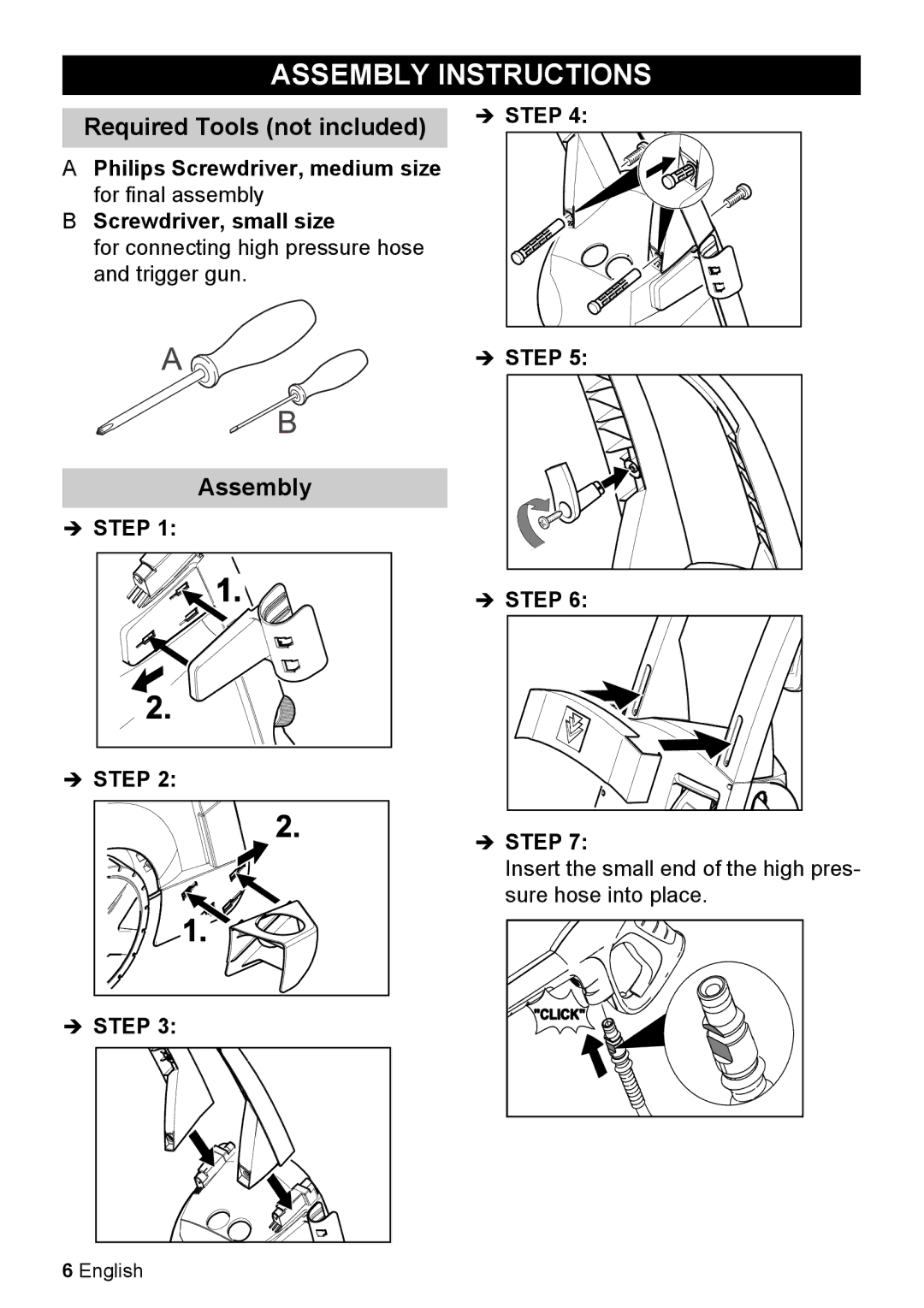 Karcher K 5.85 M manual Assembly Instructions, Required Tools not included 