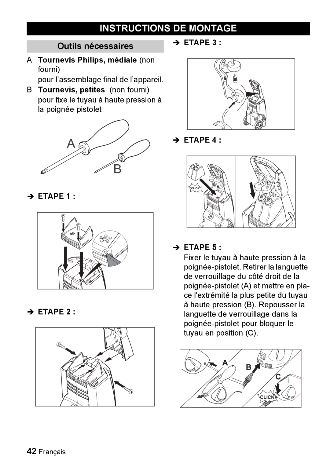 Karcher K 5.93 M manual Outils nécessaires, Tournevis Philips, médiale non, Tournevis, petites non fourni 