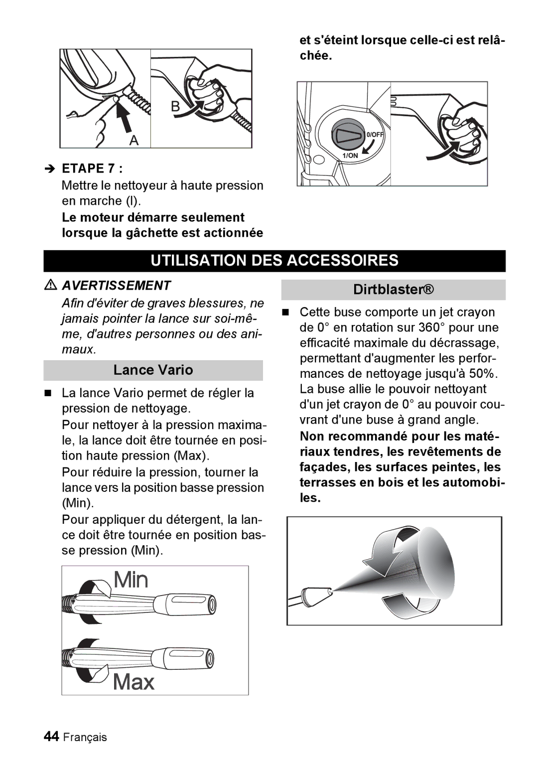 Karcher K 5.93 M manual Utilisation DES Accessoires, Lance Vario 