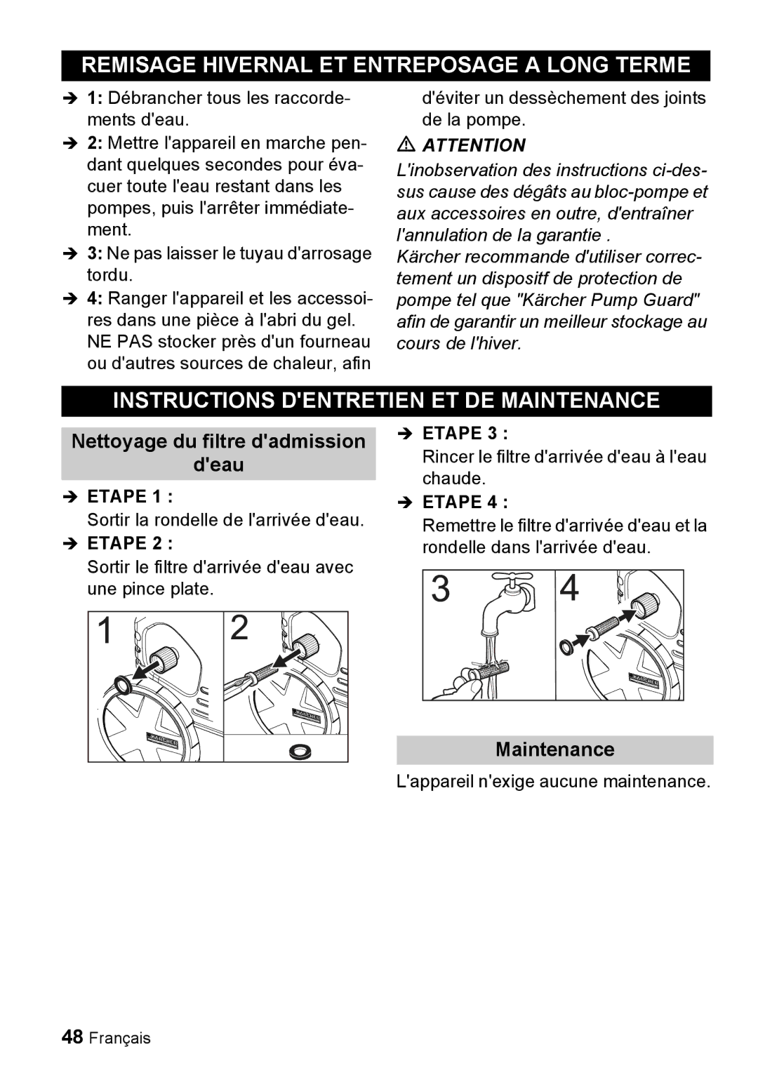 Karcher K 5.93 M manual Remisage Hivernal ET Entreposage a Long Terme, Instructions Dentretien ET DE Maintenance 