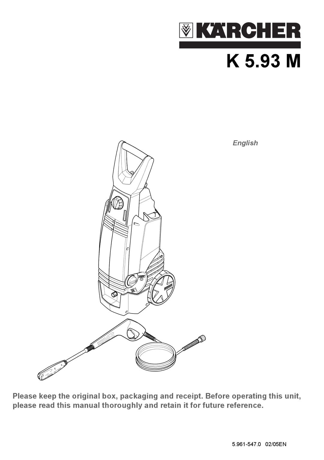 Karcher K 5.93 manual 93 M 