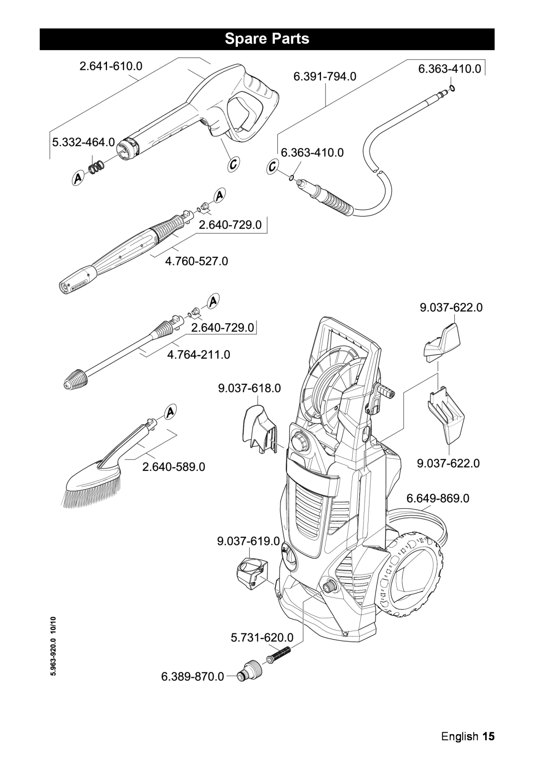 Karcher K 6.450 manual Spare Parts, English 