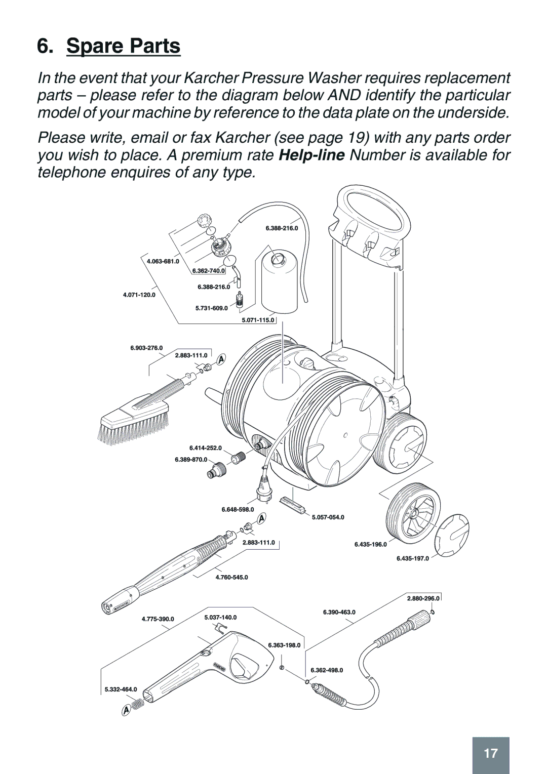 Karcher K 6.50 MB manual Spare Parts 