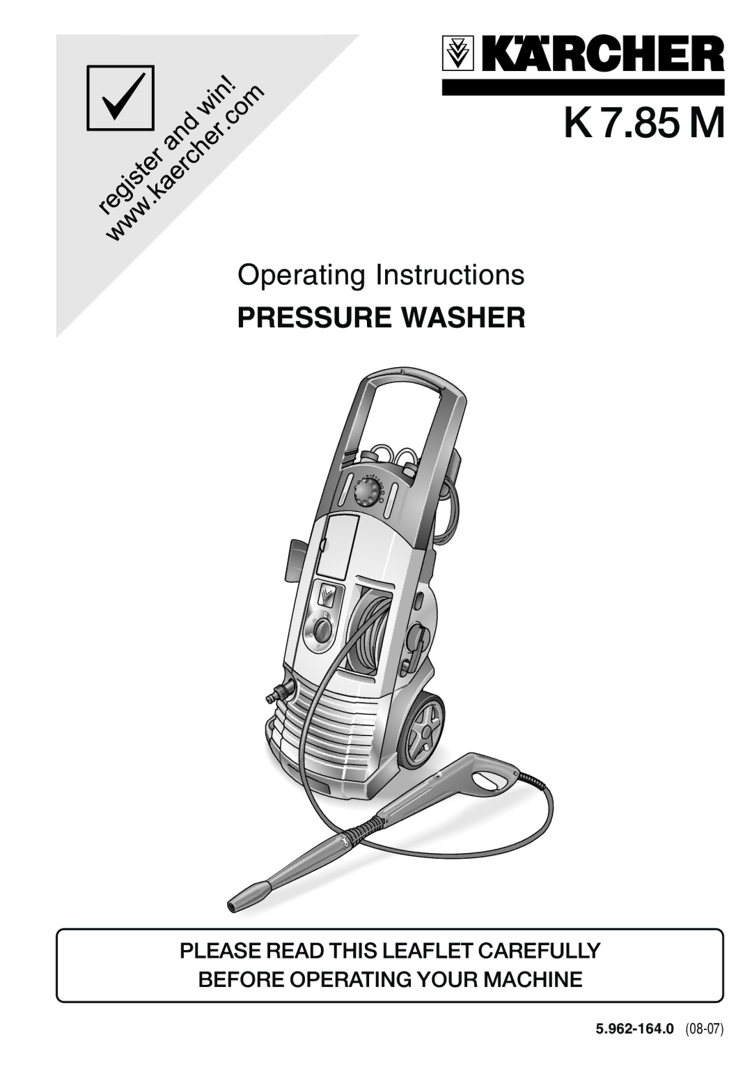 Karcher K 7.85 M operating instructions Pressure Washer 