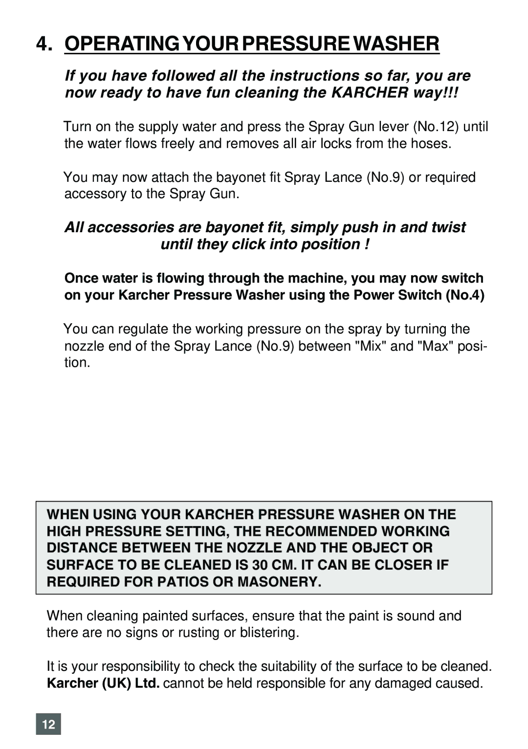 Karcher K 7.85 M operating instructions Operatingyour Pressure Washer 