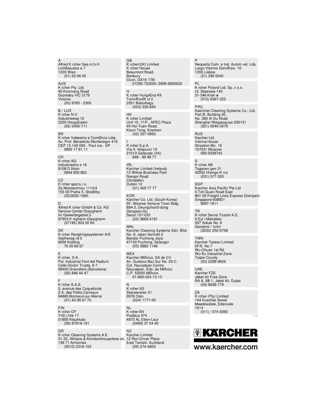 Karcher K2.93 manual Prc 