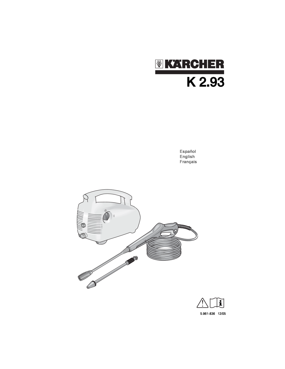 Karcher K2.93 manual Español English Français, 5.961-83612/05 