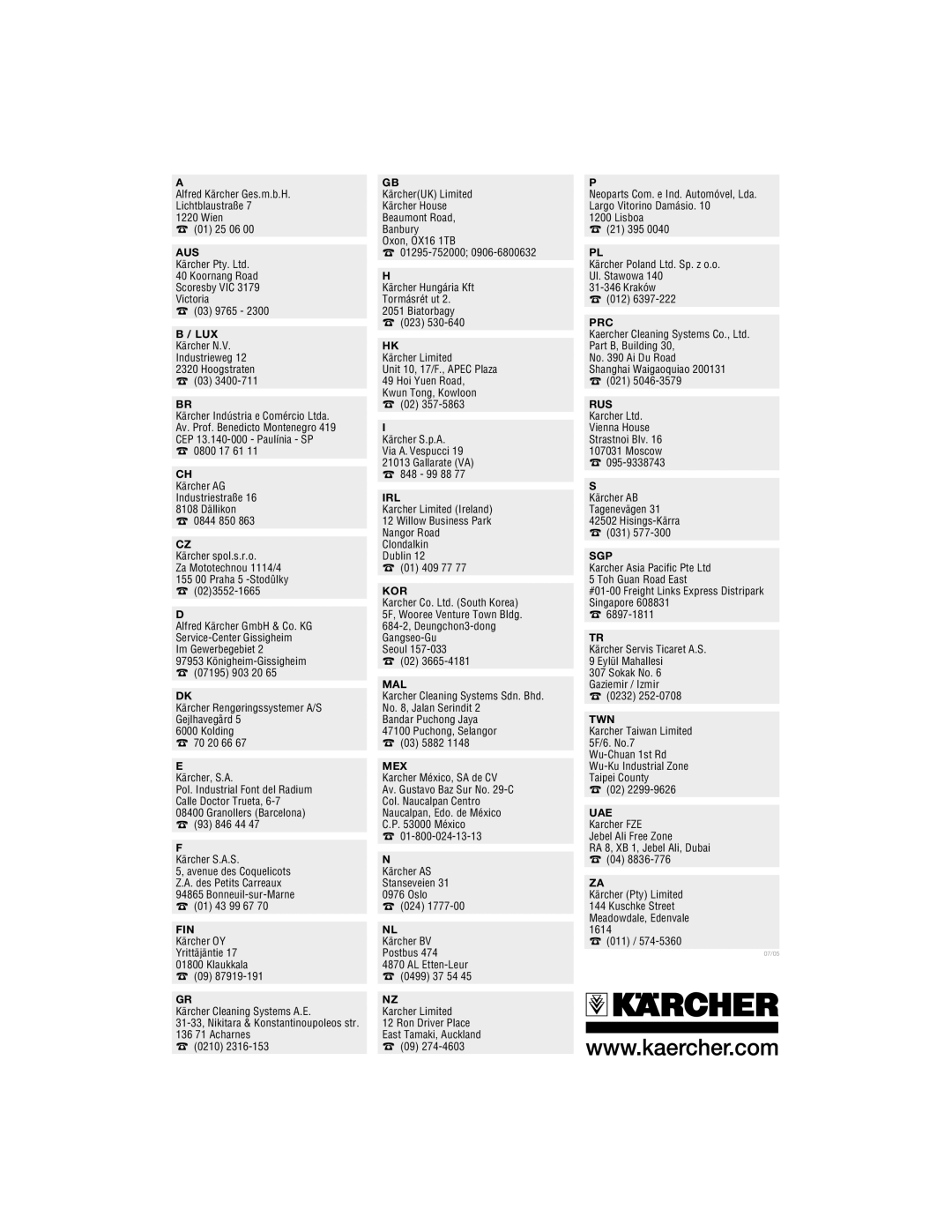 Karcher K2.93 manual B / Lux 