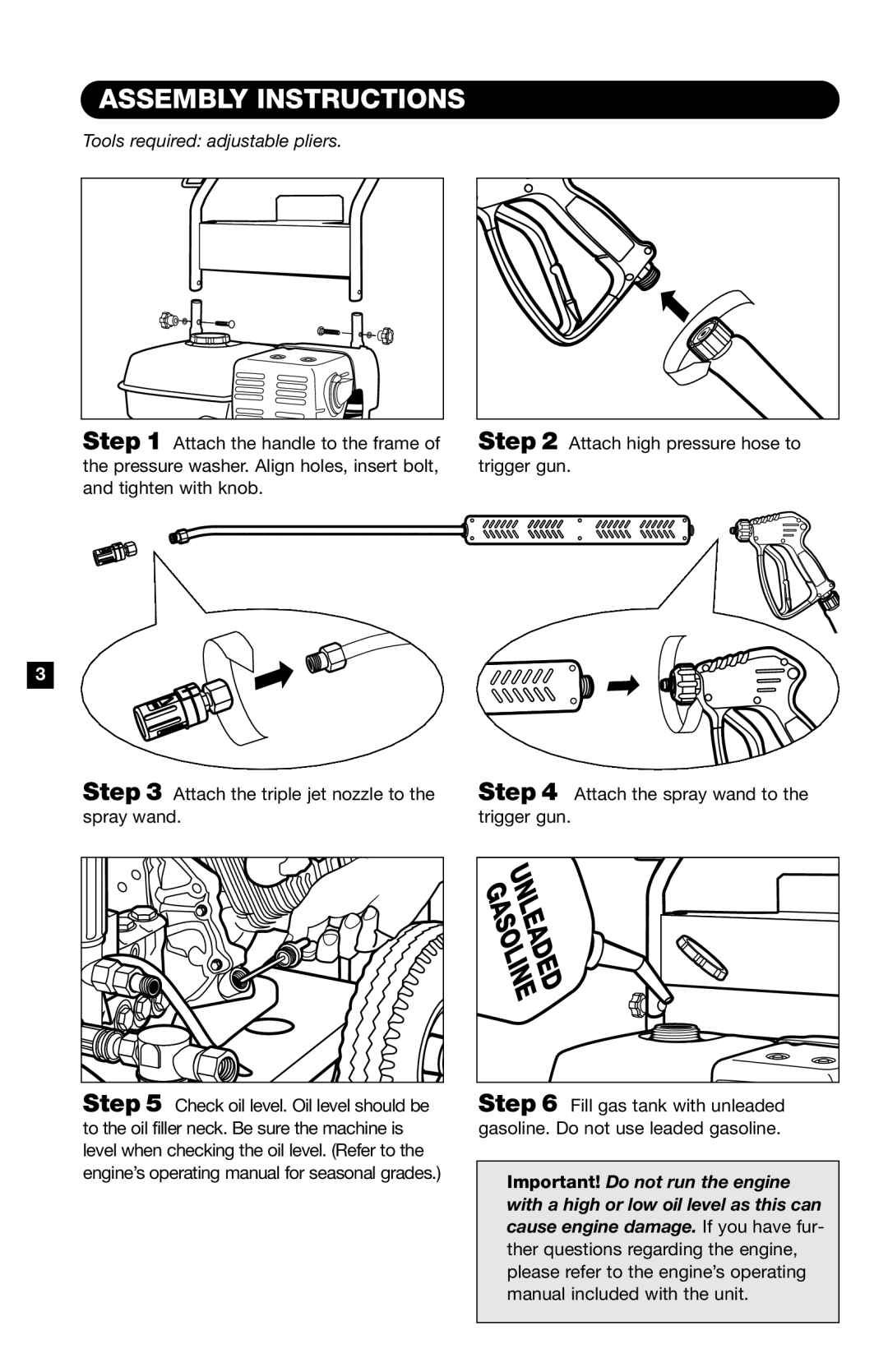 Karcher K9000G specifications Assembly Instructions, Tools required adjustable pliers 