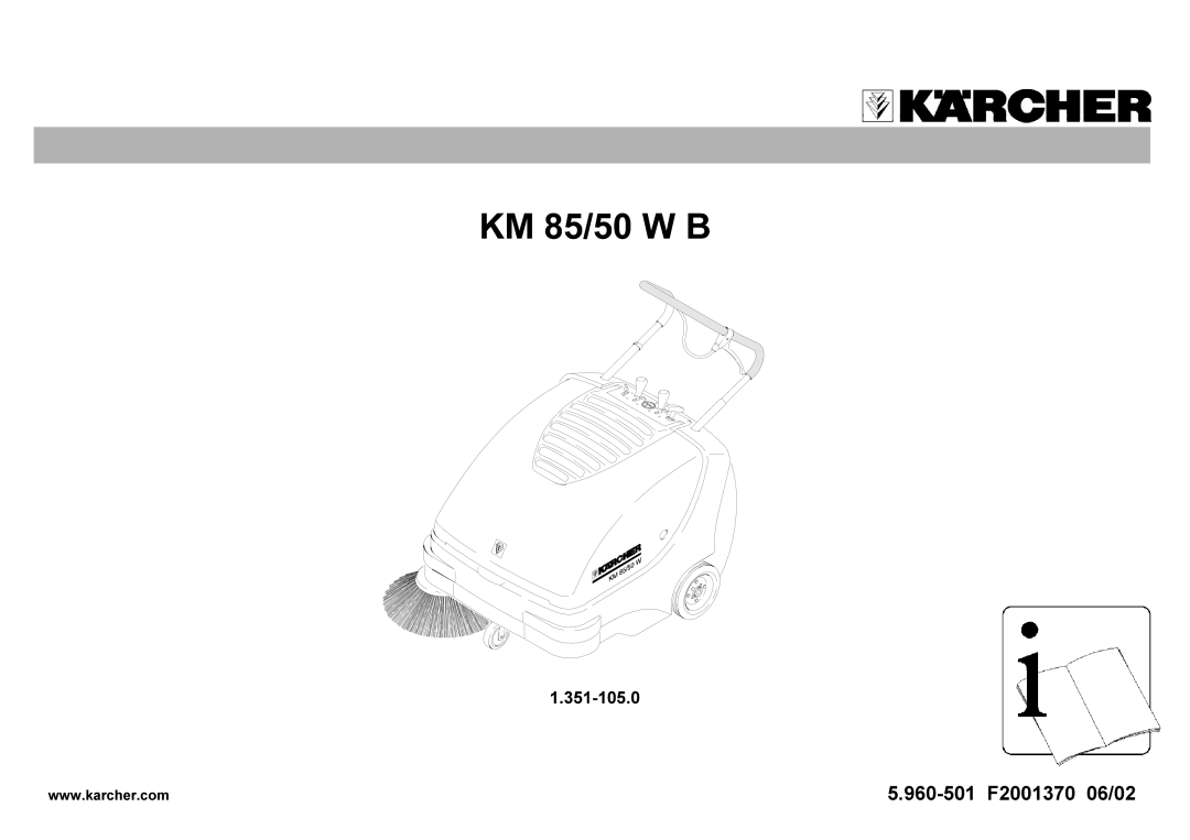 Karcher KM 85/50 W B manual KM85/50 W B, 960-501F200137006/02 