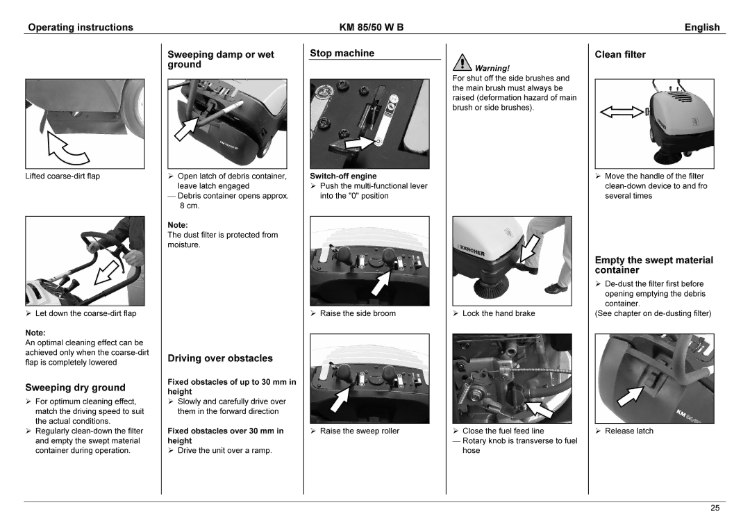 Karcher KM 85/50 W B manual Flap, 8cm, Ver, Ground, Open 
