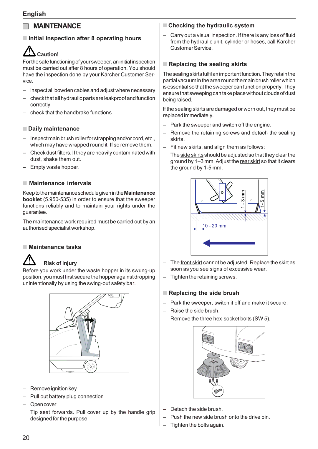 Karcher KMR 1250 BAT manual Maintenance 