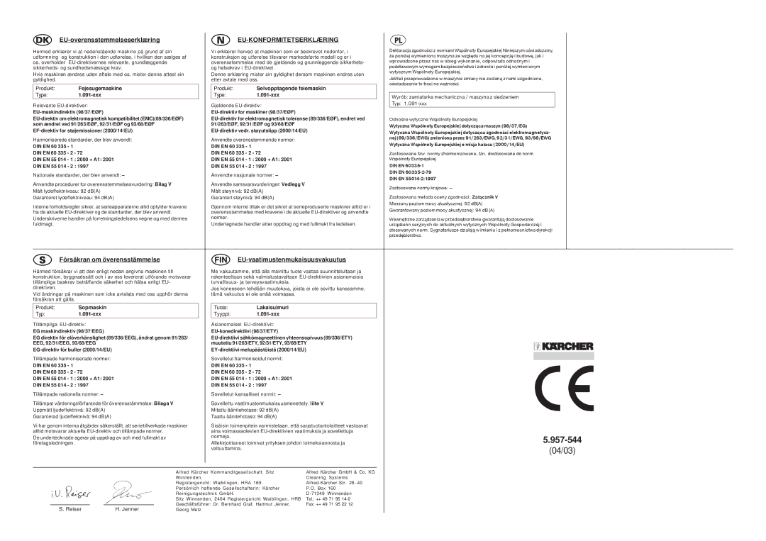 Karcher KMR 1250 BAT manual 957-544 