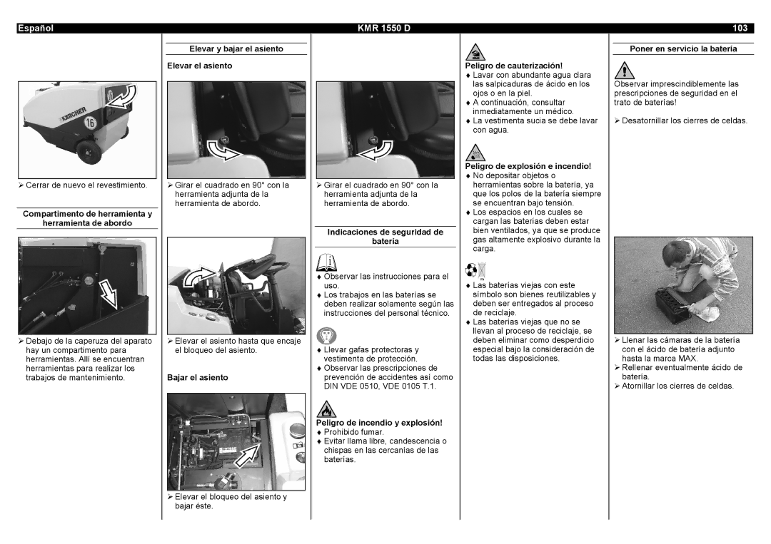 Karcher manual Español KMR 1550 D 103 