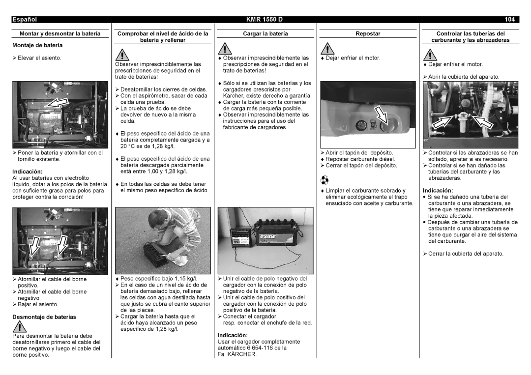 Karcher manual Español KMR 1550 D 104 