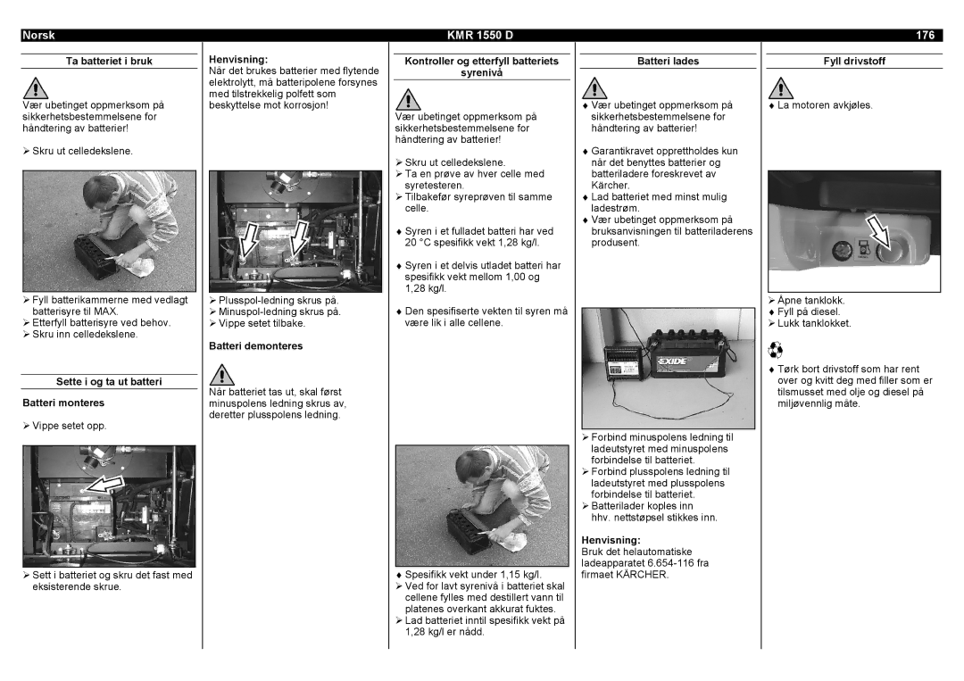 Karcher manual Norsk KMR 1550 D 176 