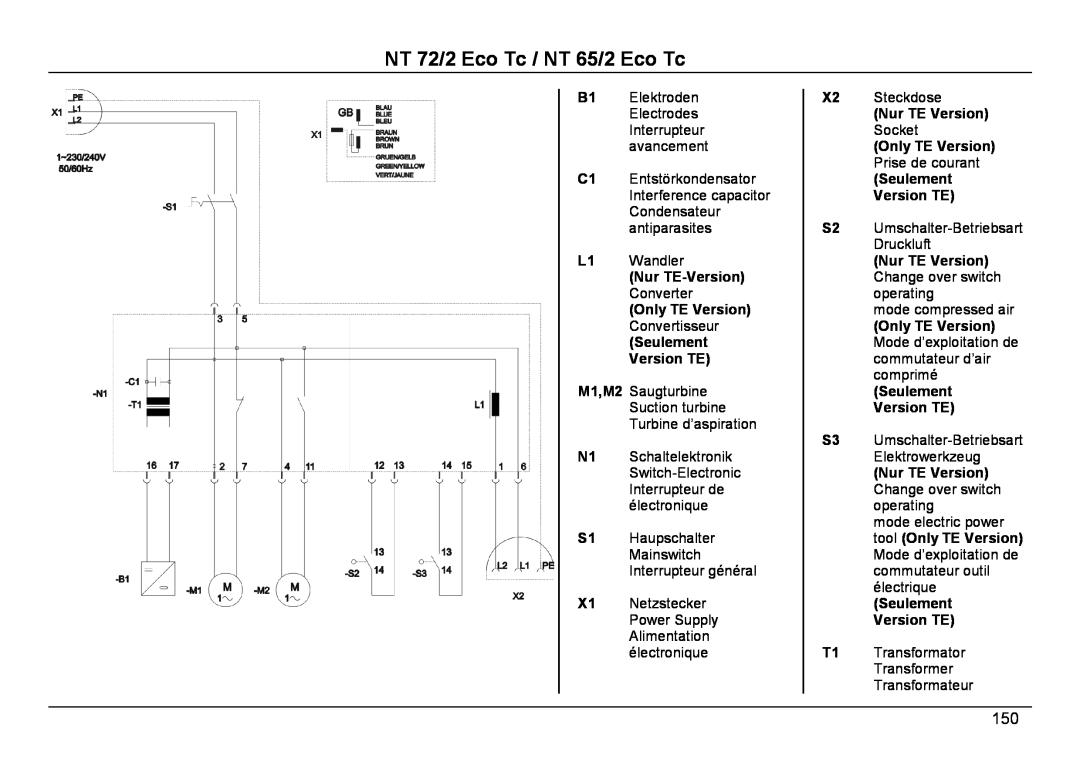 Karcher NT 65/2 ECO TC manual NT 72/2 Eco Tc / NT 65/2 Eco Tc, Nur TE-Version 