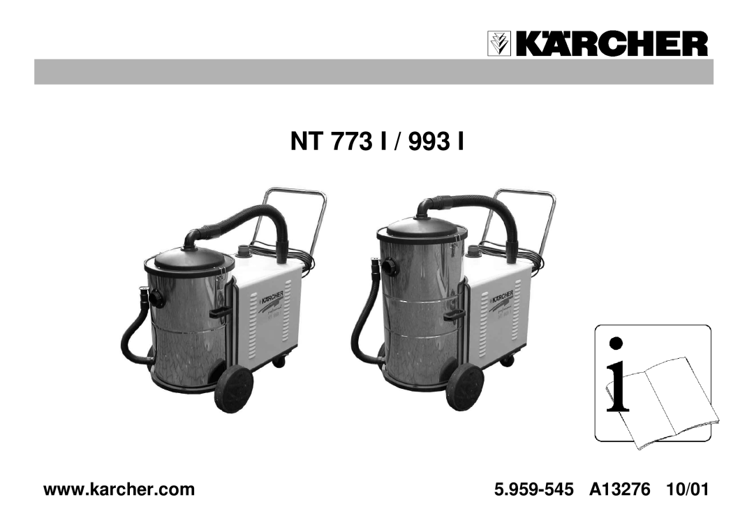 Karcher NT 993 I, NT 773 I manual Nt, 5.959-545A13276 10/01 