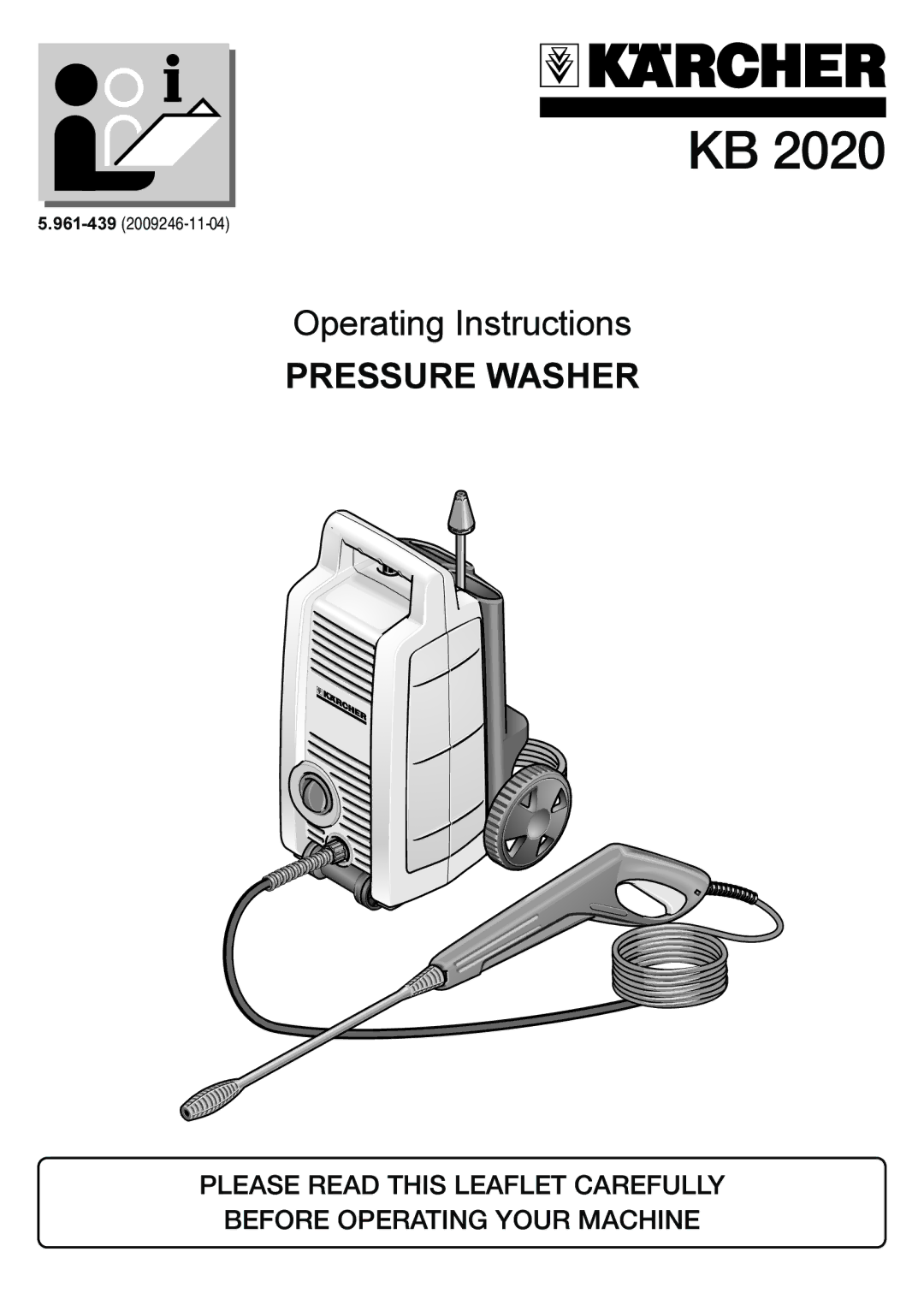 Karcher KB 2020, PRESSURE WASHER manual 2009246-11-04 