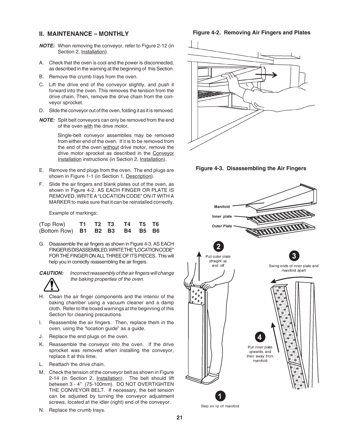 Karcher PS640G installation manual II. Maintenance Monthly, Top Row Bottom Row 