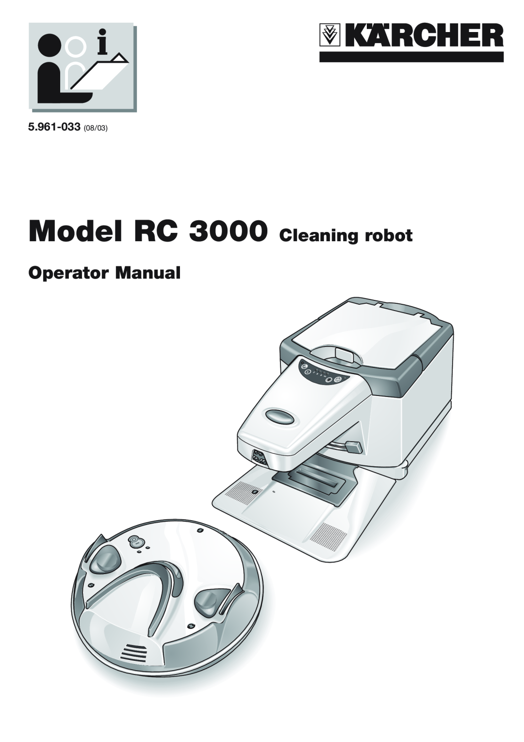 Karcher manual Model RC 3000 Cleaning robot, Operator Manual, 5.961-033 08/03 