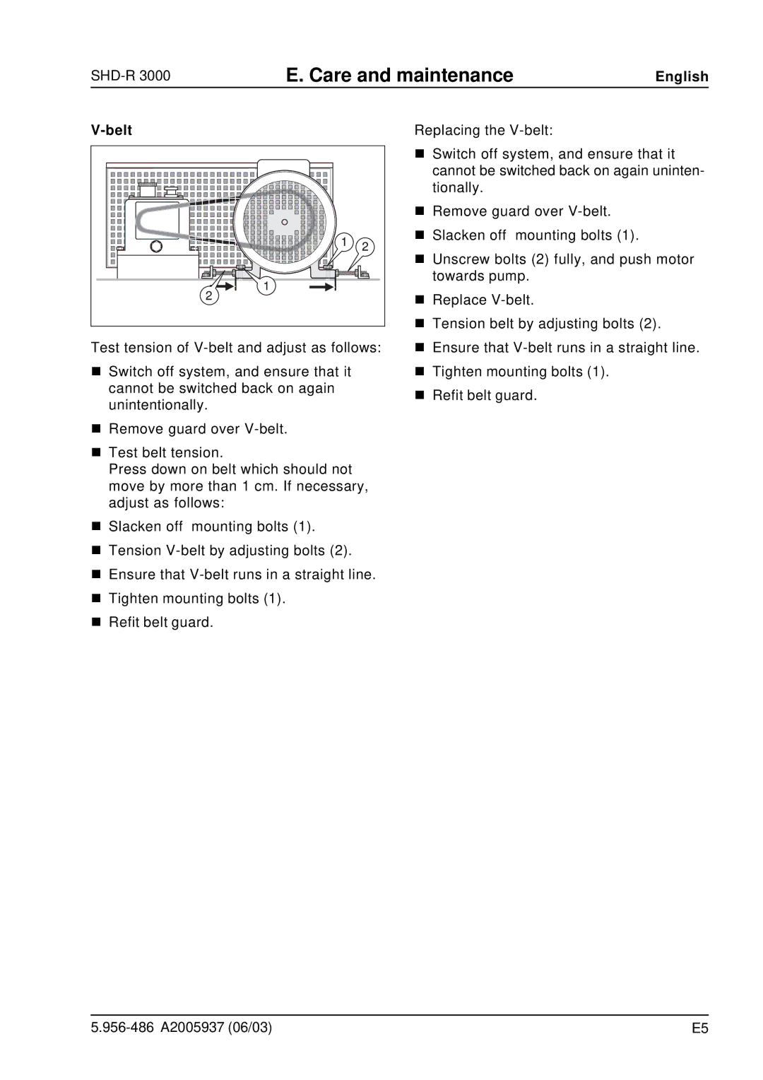 Karcher SHD-R 3000 manual Belt 