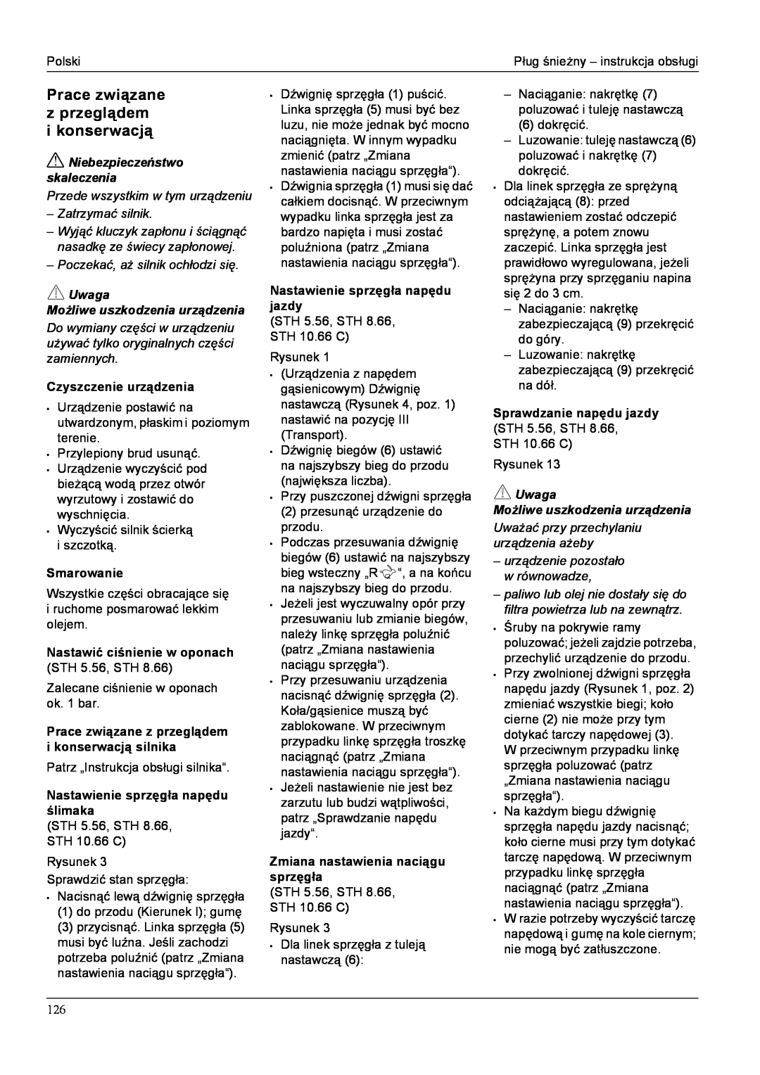 Karcher STH 8.66 manual Prace związane z przeglądem i konserwacją, Niebezpieczeństwo skaleczenia, Czyszczenie urządzenia 
