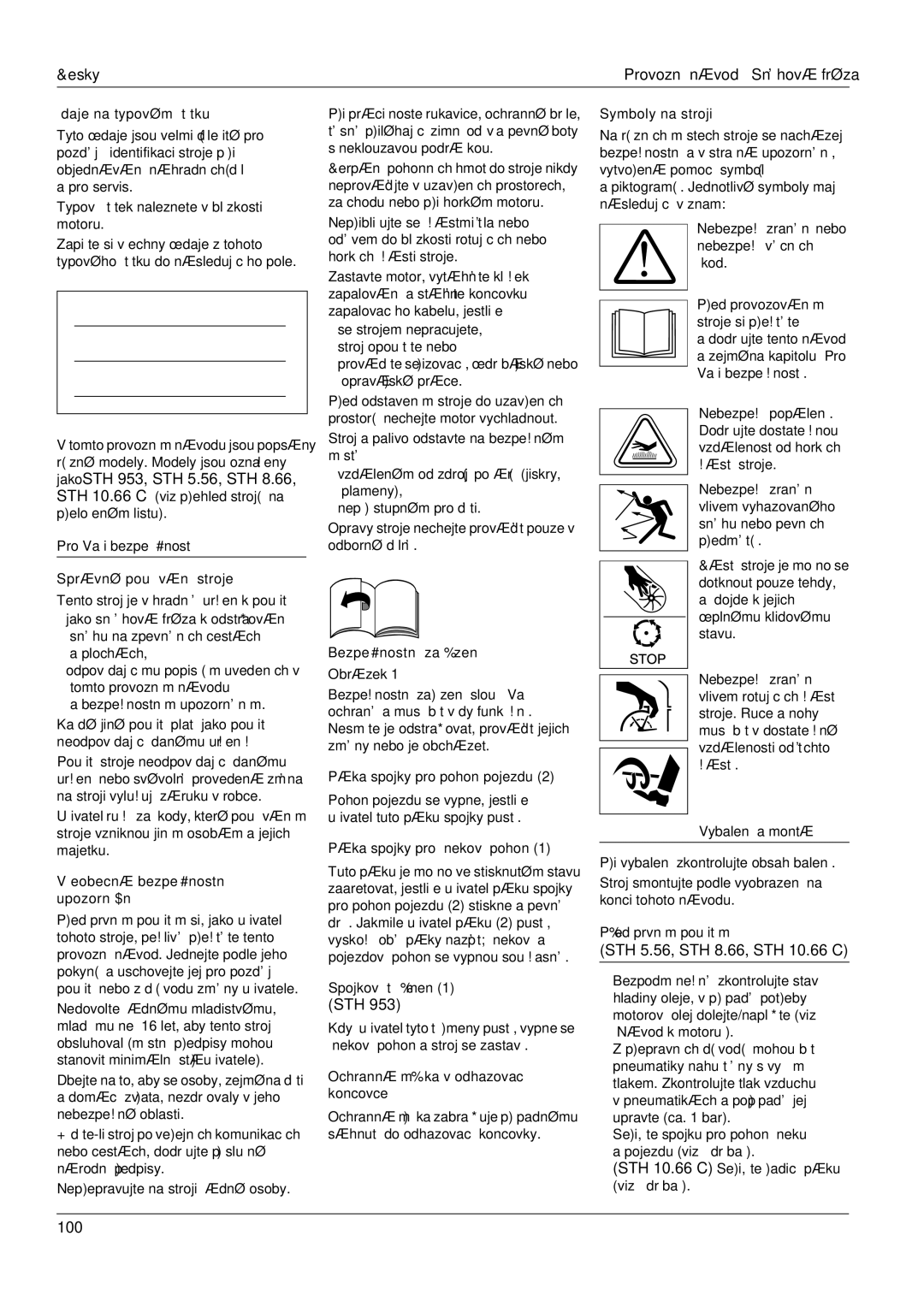 Karcher manual Česky Provozní návod Sněhová fréza, STH 5.56, STH 8.66, STH 10.66 C 