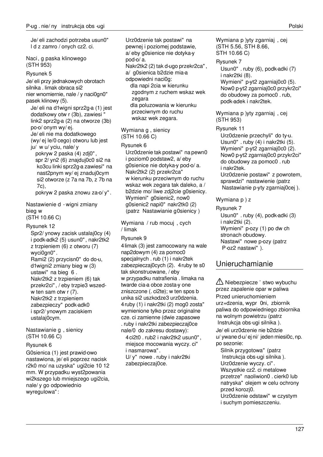 Karcher STH 5.56, STH 8.66, STH 10.66 C manual Unieruchamianie, Niebezpieczeństwo wybuchu przez zapalenie oparów paliwa 