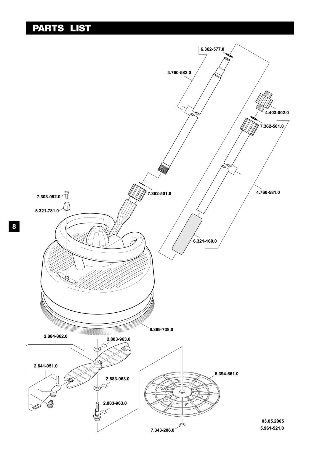 Karcher T350 T-Racer manual Parts List 