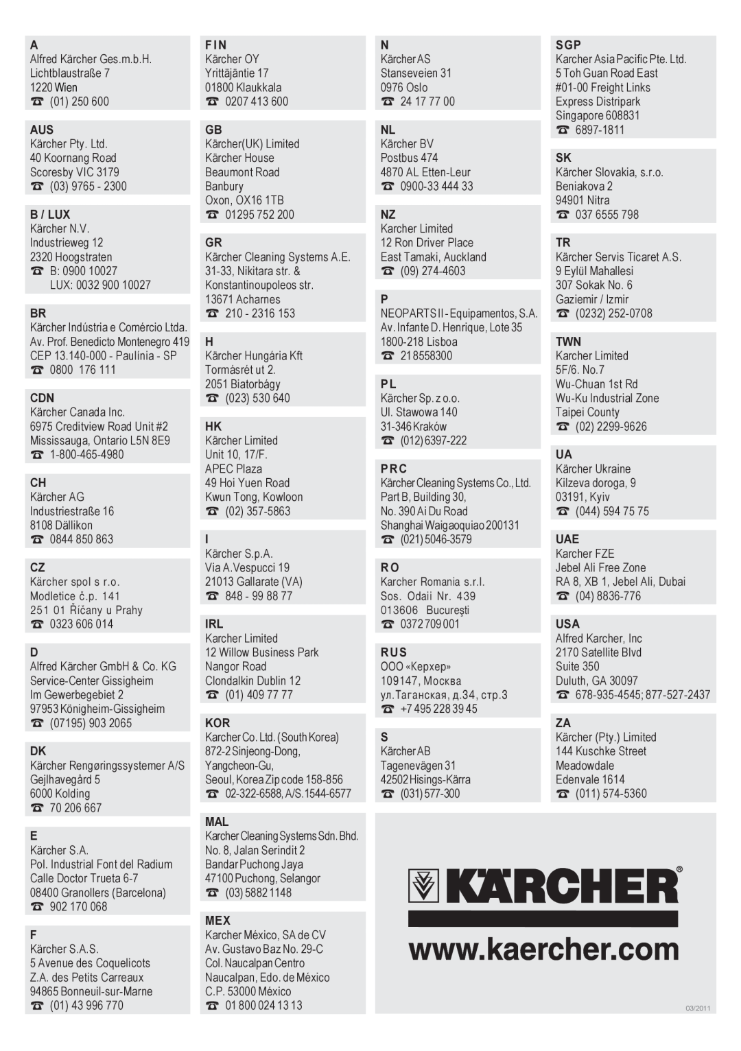 Karcher WD 3.2XX Kärcher spol s r.o, Karcher Romania s.r.l, Modletice č.p, Sos. Odaii Nr, 251 01 Říčany u Prahy, Bucureşti 