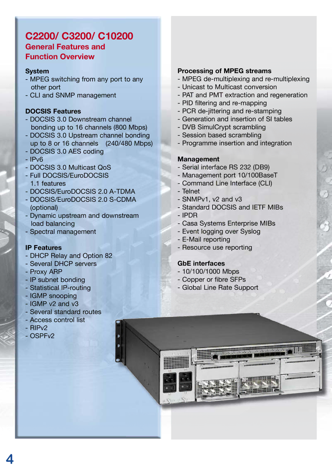 Kathrein manual C2200/ C3200/ C10200, General Features Function Overview 