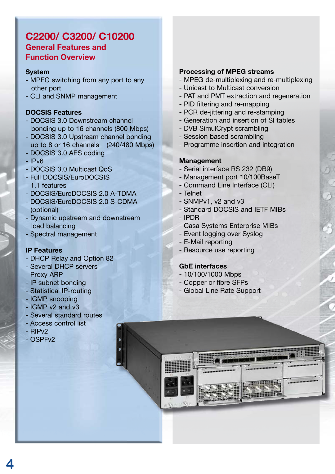 Kathrein manual C2200/ C3200/ C10200, General Features and Function Overview 