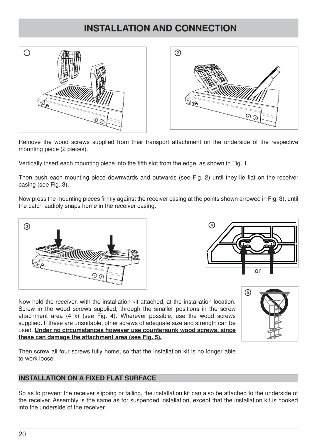 Kathrein CAP 600 manual Installation on a Fixed Flat Surface 