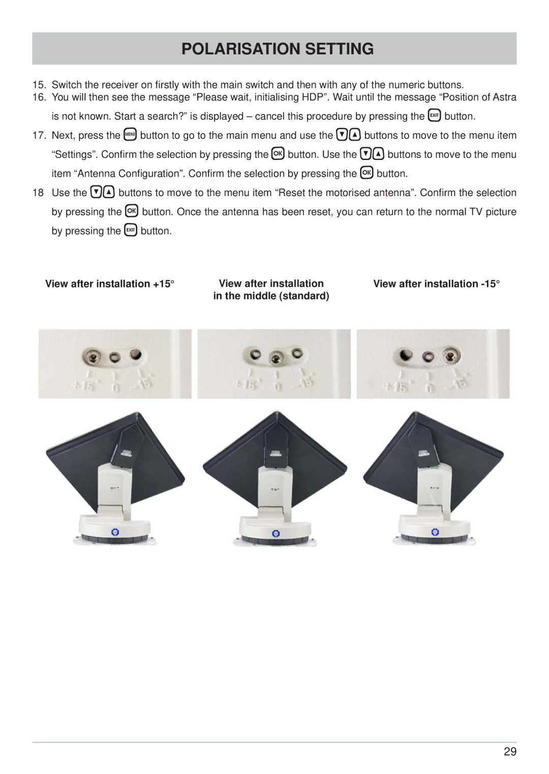 Kathrein CAP 600 manual View after installation +15, Middle standard 