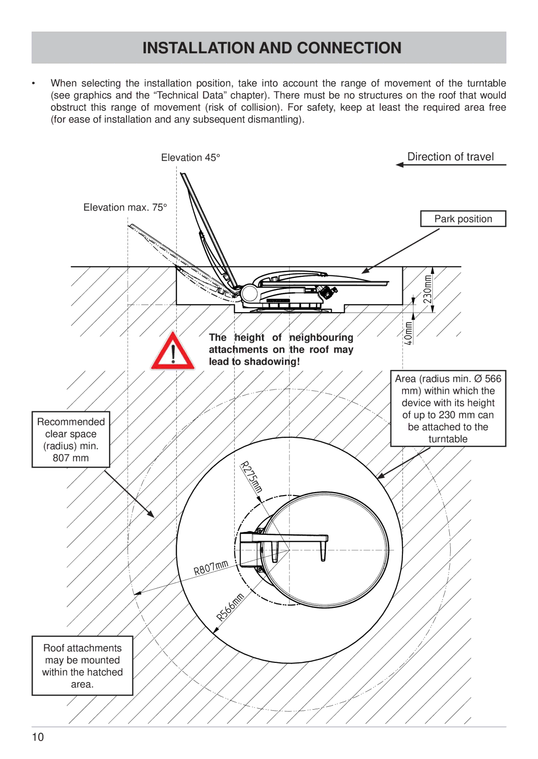 Kathrein CAP 700 manual Direction of travel 