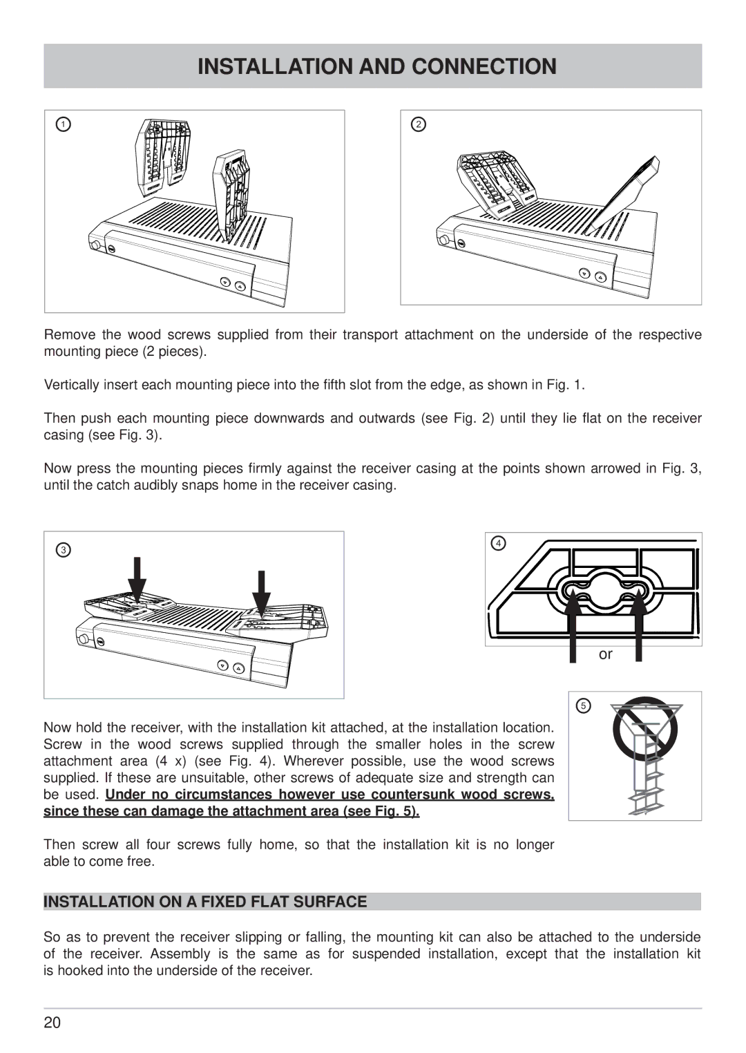 Kathrein CAP 700 manual Installation on a Fixed Flat Surface 