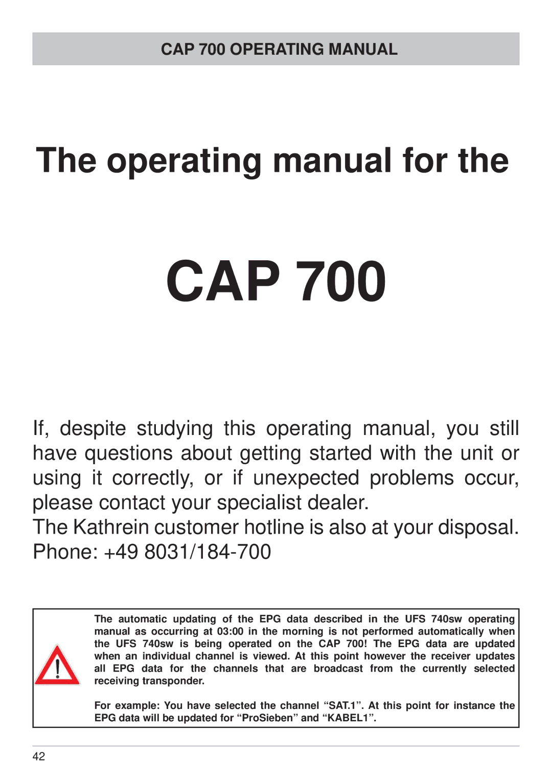 Kathrein manual CAP 700 Operating Manual 